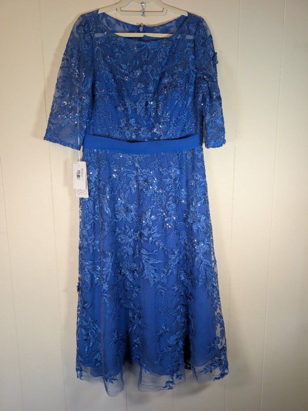 NWT JJ's House Royal Blue Lace Sequin Formal Dress 14 Mother of Bride Midi